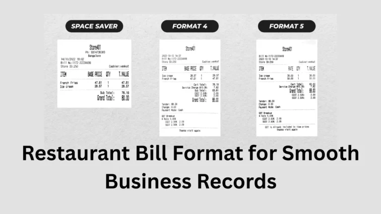 restaurant bill format